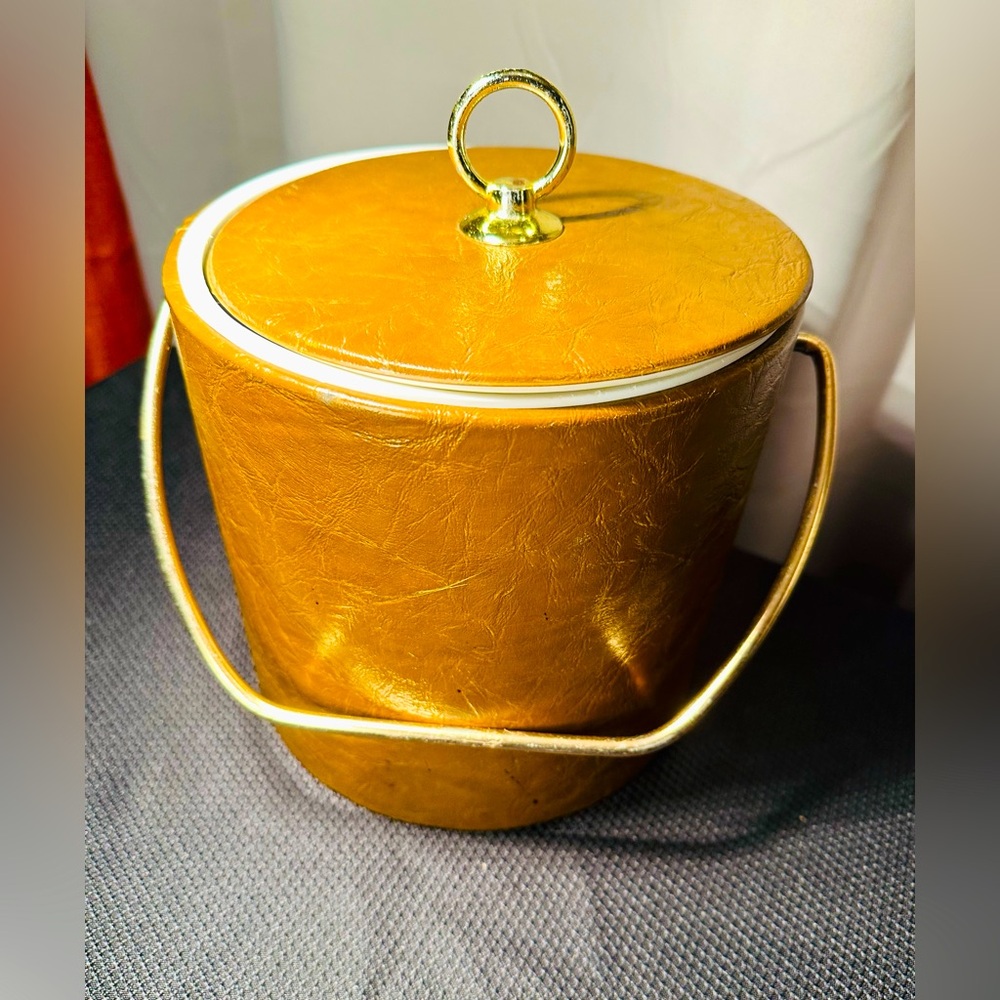 Vintage, MCM,  Faux Leather, Shelton ware, Ice Bucket, Made In USA